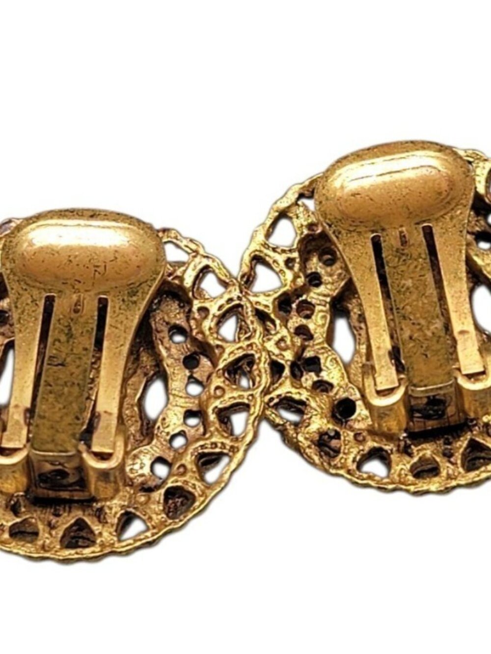 Don Lin Santa Clip On Earrings Vintage Rhinestone Eyes Red Enamel Hat Gold Tone - Picture 8 of 11